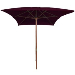 Utendørs parasoll med trestang vinrød 200×300 cm