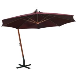 Hengende parasoll med stolpe vinrød 3,5×2,9 m heltre gran