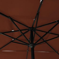 Parasoll med aluminiumsstang 3 nivåer 2,5×2,5 m terrakotta