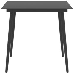 Hagebord svart 80x80x74 cm stål og glass