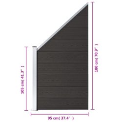 vidaXL Gjerdepanel WPC 95x(105-180) cm svart