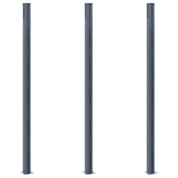 vidaXL Gjerdestolper 3 stk mørkegrå 185 cm aluminium