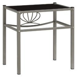 Nattbord grå og svart 42,5x33x44,5 cm metall og glass