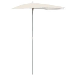 Halvrund parasoll med stang 180×90 cm sand