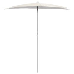 Halvrund parasoll med stang 180×90 cm sand