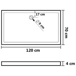 vidaXL Rektangulært dusjbrett ABS hvit 70×120 cm