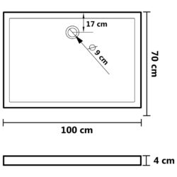vidaXL Rektangulært dusjbrett ABS hvit 70×100 cm
