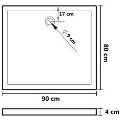 Rektangulært dusjbrett ABS hvit 80×90 cm