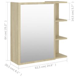 Speilskap til baderom sonoma eik 62,5×20,5×64 cm sponplate