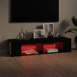 TV-benk med LED-lys svart 135x39x30 cm