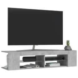 TV-benk med LED-lys betonggrå 135x39x30 cm