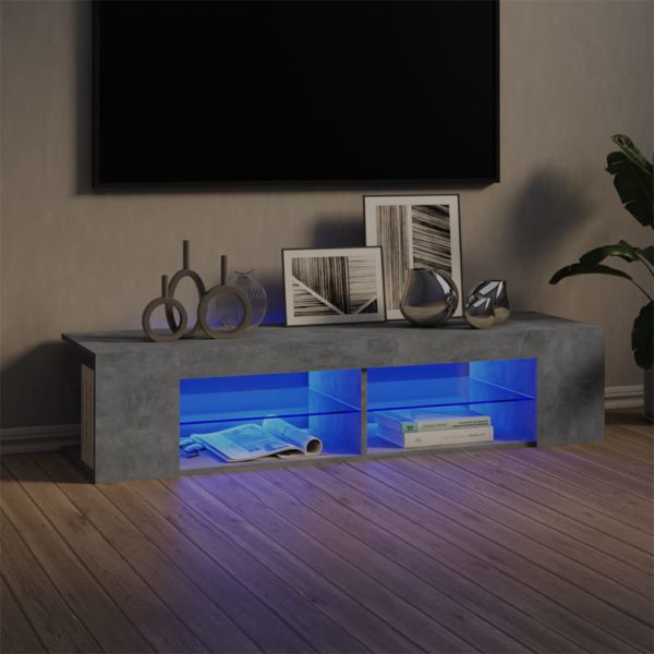 vidaXL TV-benk med LED-lys betonggrå 135x39x30 cm