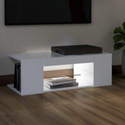 vidaXL TV-benk med LED-lys hvit 90x39x30 cm