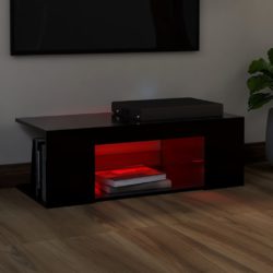 TV-benk med LED-lys svart 90x39x30 cm