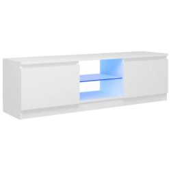TV-benk med LED-lys hvit 120x30x35,5 cm