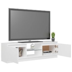 TV-benk med LED-lys hvit 120x30x35,5 cm