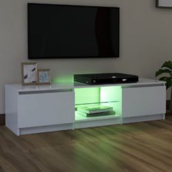 TV-benk med LED-lys hvit 140x40x35,5 cm