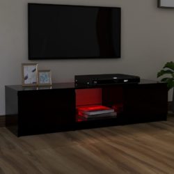 TV-benk med LED-lys svart 140x40x35,5 cm
