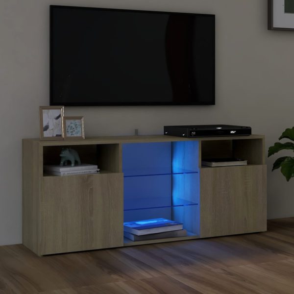 TV-benk med LED-lys sonoma eik 120x30x50 cm