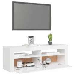 TV-benk med LED-lys høyglans hvit 120x35x40 cm