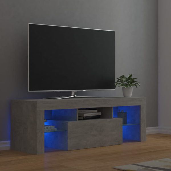 TV-benk med LED-lys betonggrå 120x35x40 cm