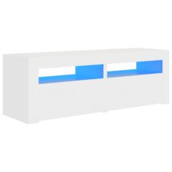 TV-benk med LED-lys hvit 120x35x40 cm