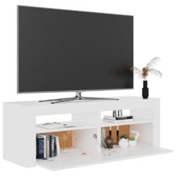 TV-benk med LED-lys hvit 120x35x40 cm