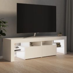 TV-benk med LED-lys hvit 140×36,5×40 cm