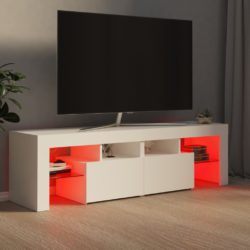 TV-benk med LED-lys hvit 140×36,5×40 cm