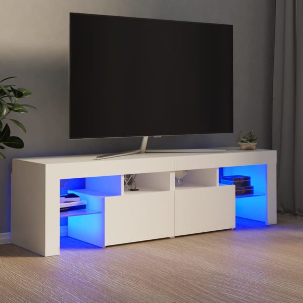 vidaXL TV-benk med LED-lys hvit 140×36,5×40 cm