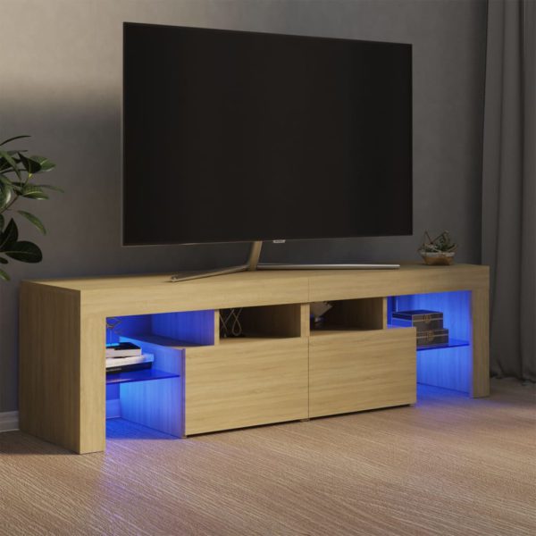 TV-benk med LED-lys sonoma eik 140×36,5×40 cm