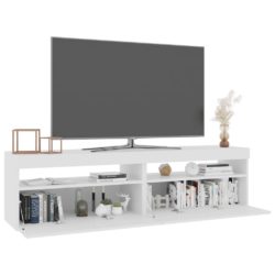 TV-benker 2 stk med LED-lys hvit 75x35x40 cm