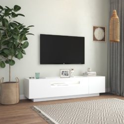 TV-benk med LED-lys hvit 160x35x40 cm