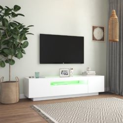 TV-benk med LED-lys hvit 160x35x40 cm