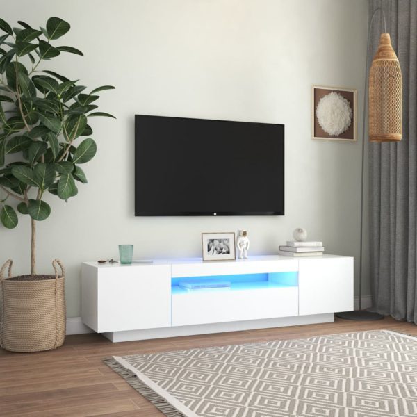 vidaXL TV-benk med LED-lys hvit 160x35x40 cm