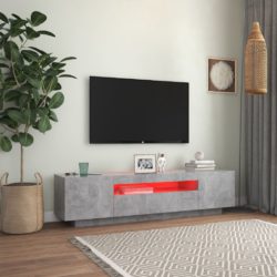 TV-benk med LED-lys betonggrå 160x35x40 cm