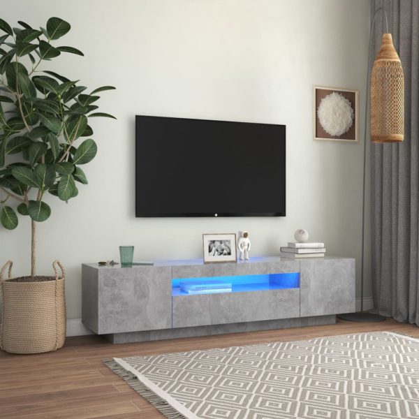 vidaXL TV-benk med LED-lys betonggrå 160x35x40 cm