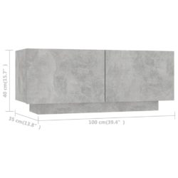 TV-benk betonggrå 100x35x40 cm sponplate