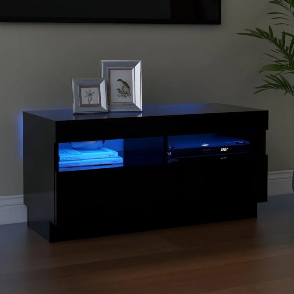 vidaXL TV-benk med LED-lys svart 80x35x40 cm