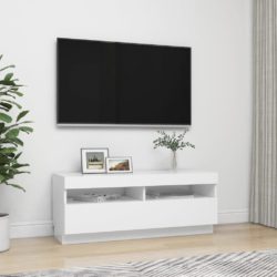 TV-benk med LED-lys hvit 100x35x40 cm