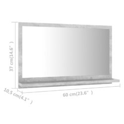 Baderomsspeil betonggrå 60×10,5×37 cm sponplate