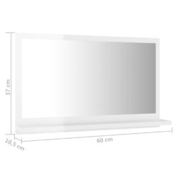 Baderomsspeil høyglans hvit 60×10,5×37 cm sponplate