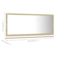 Baderomsspeil hvit og sonoma eik 80×10,5×37 cm sponplate