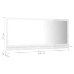 Baderomsspeil høyglans hvit 80×10,5×37 cm sponplate