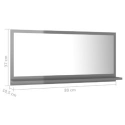 Baderomsspeil høyglans grå 80×10,5×37 cm sponplate