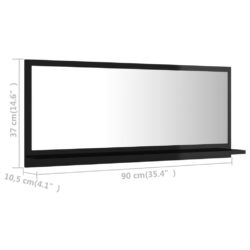 Baderomsspeil høyglans svart 90×10,5×37 cm sponplate