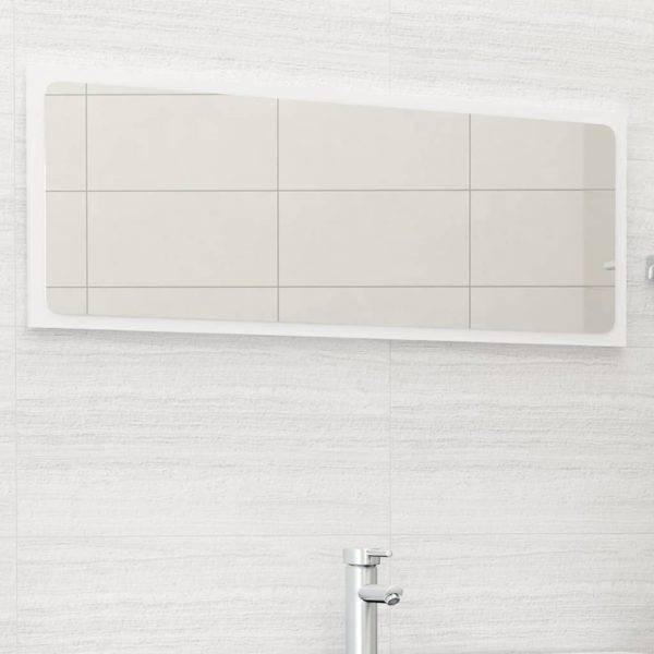 vidaXL Baderomsspeil høyglans hvit 100×1,5×37 cm sponplate