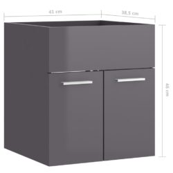 Servantskap høyglans grå 41×38,5×46 cm sponplate