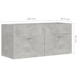 Servantskap betonggrå 100×38,5×46 cm sponplate