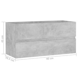 Servantskap betonggrå 90×38,5×45 cm sponplate